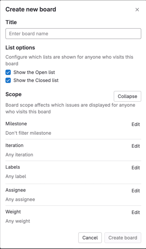 Create scoped board