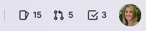 Upper-right corner displaying user activity summary.